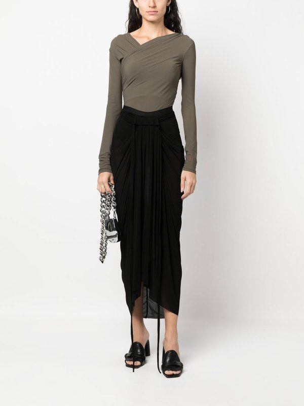 膝丈/ミディスカート - 黒 shop online: RICK OWENS