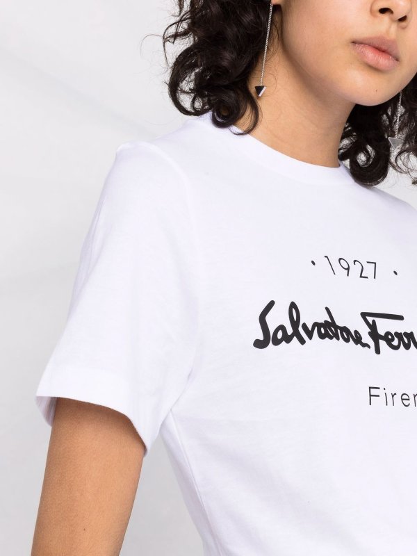 Ferragamo Logo cotton T-shirt - White - Women|11C466722283001