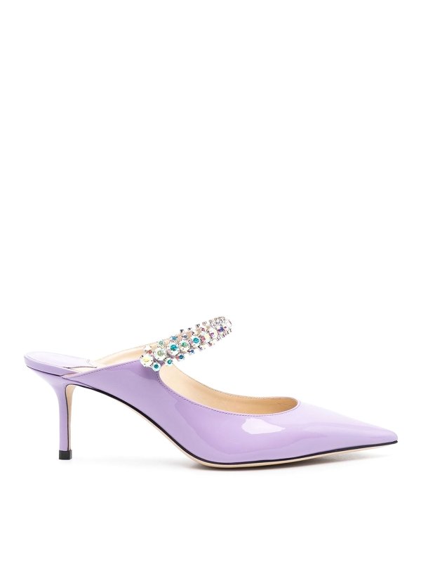 JIMMY CHOO: mules shoes - Bing 65 crystal strap patent leather mules
