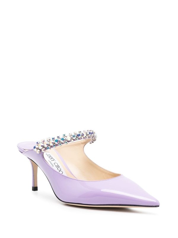 JIMMY CHOO: mules shoes online - Bing 65 crystal strap patent leather mules
