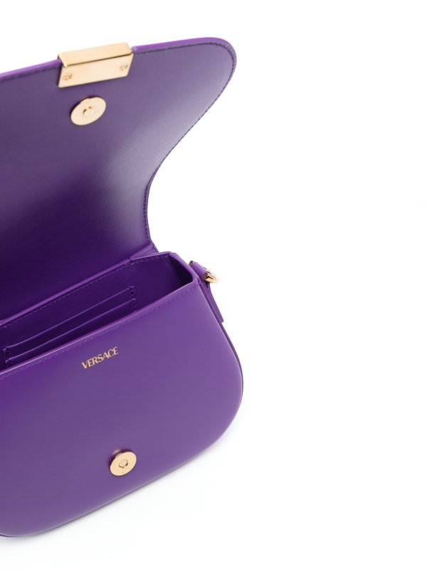 Logo leather shoulder bag shop online: VERSACE