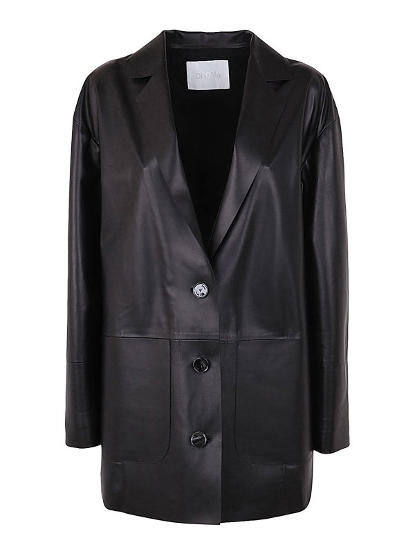 DRM: leather jacket - Boxy leather blazer