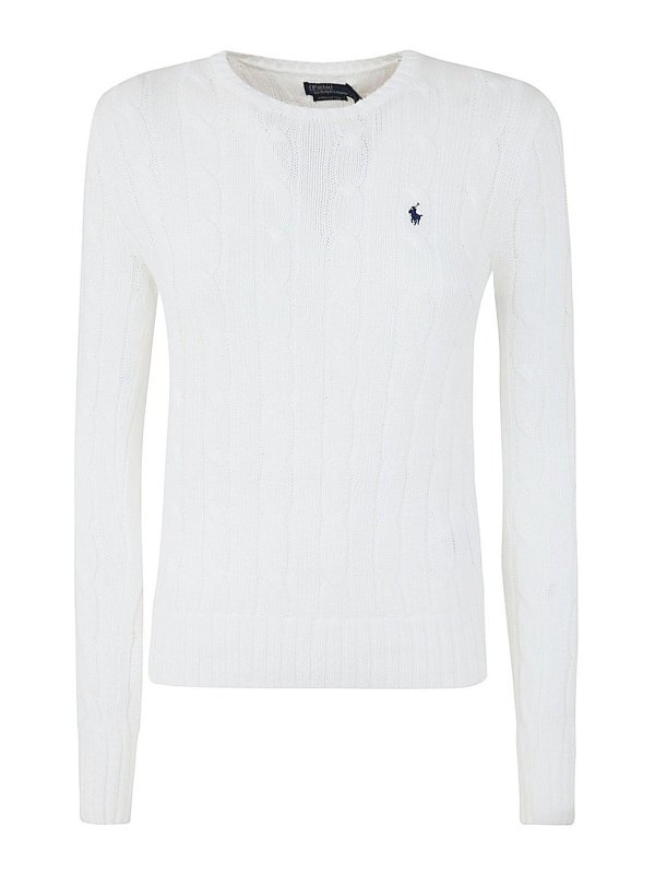 POLO RALPH LAUREN: Pull col rond - Manteau Long - Blanc