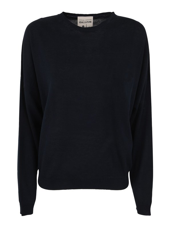 Semicouture: Pull col rond - Pull Col Rond - Bleu