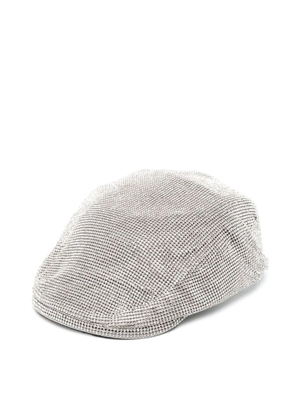 KARA: beanies - Crystal mesh flat cap