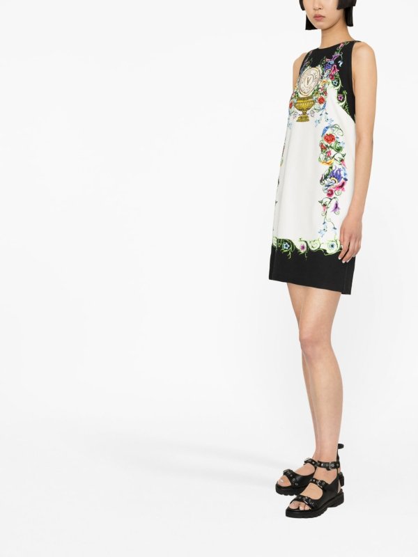 iKRIX Versace Jeans Couture: knee length dresses - V-emblem garden-print dress