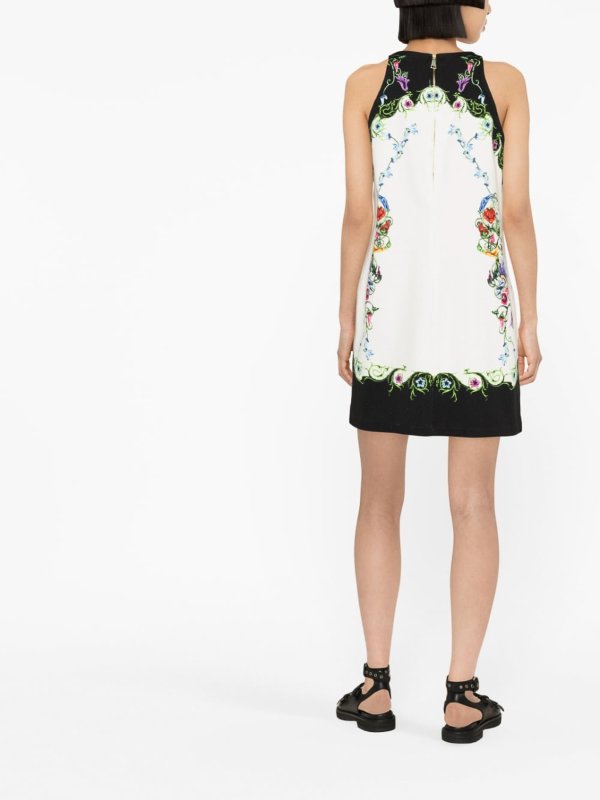 V-emblem garden-print dress shop online: Versace Jeans Couture