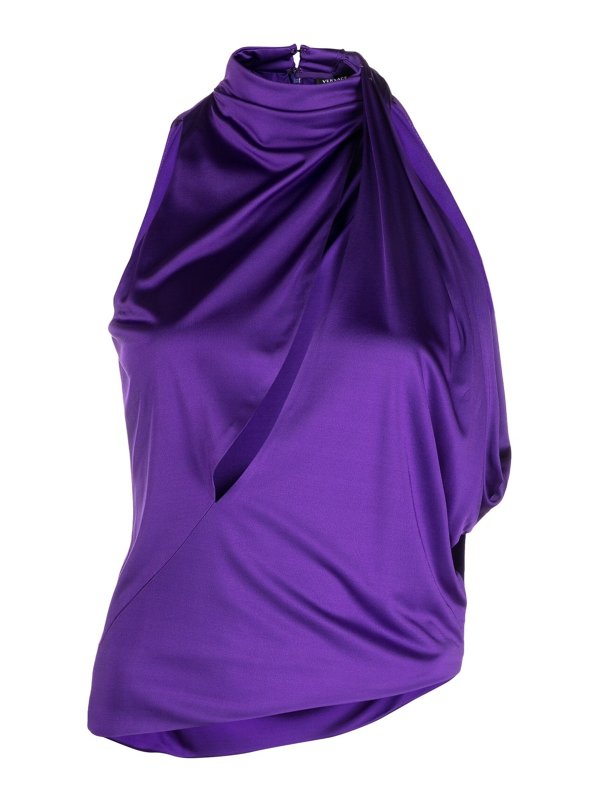 VERSACE: Tops & Tank tops - Halterneck draped top