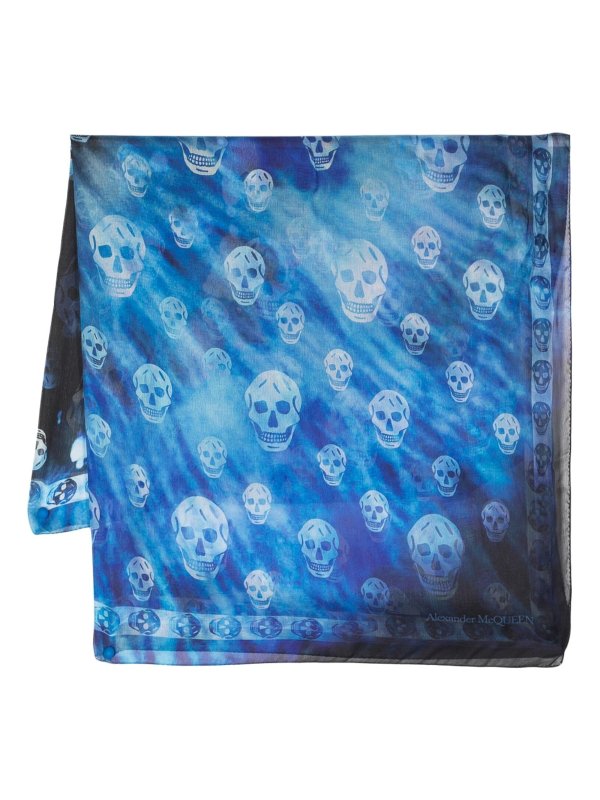 ALEXANDER MCQUEEN: scarves - Gala iris skull-print scarf