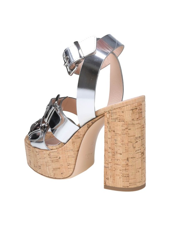 AGL Agl platform sandal in metal effect leather