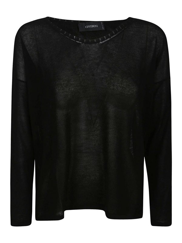 CIVIDINI: Strickpullover mit Rundhalsausschnitt - Rundhalspullover - Schwarz