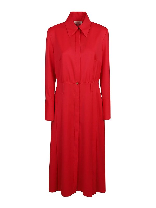 CRIDA: Knielange Kleider - Knielanges Kleid - Rot