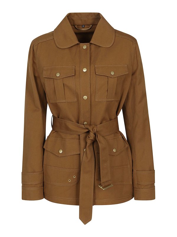 FAY: short coats - Shirt style belted coat