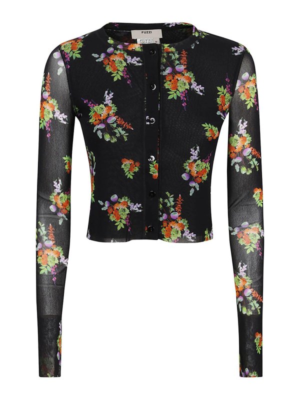 FUZZI: cardigans - Flower pattern cardigan