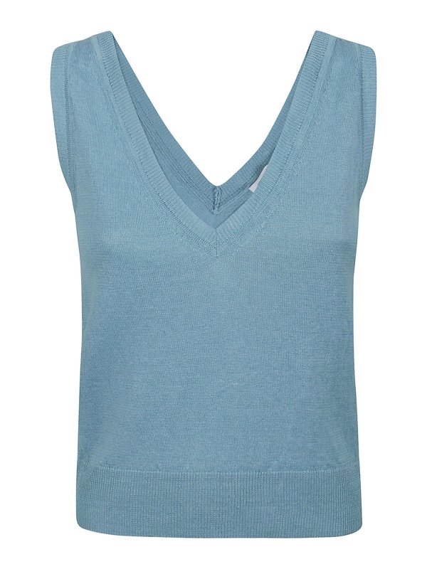 MALO: Col en V - Pull À Col V - Bleu Clair