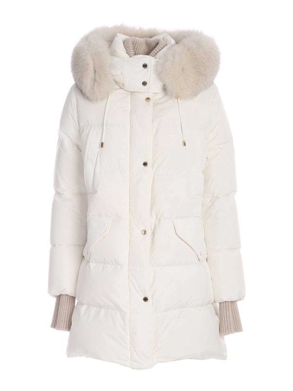 MOORER: Lange Daunenmäntel - Parka - Weiß