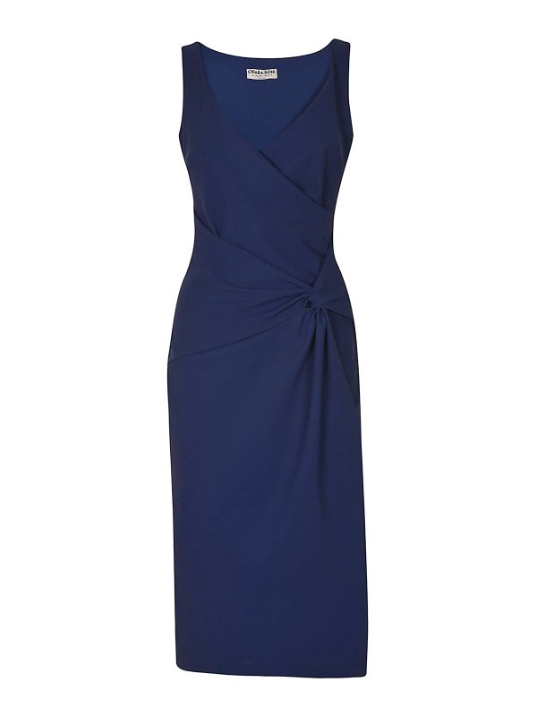 CHIARA BONI: ニーレングスドレス - 膝丈ドレス - ブルー