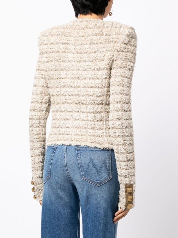 Balmain: cardigans online - Tweed cardigan