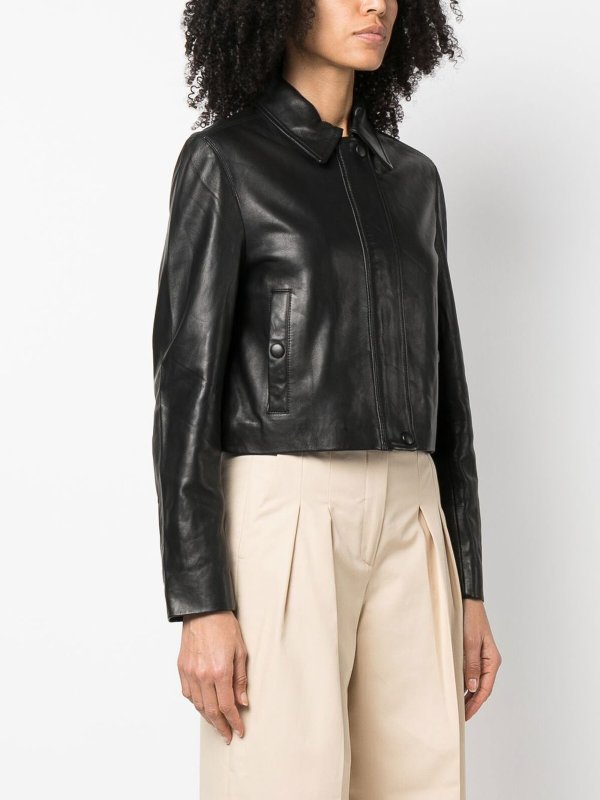 Leather Jacket with collar shop online: CALVIN KLEIN