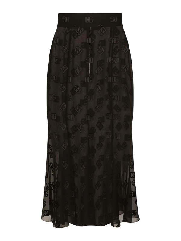 DOLCE & GABBANA: Knee length skirts & Midi - Sheer effect silk skirt