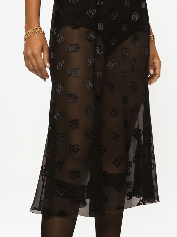 iKRIX DOLCE & GABBANA: Knee length skirts & Midi - Sheer effect silk skirt