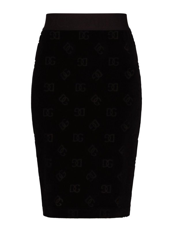 DOLCE & GABBANA: Jupes midi et au genou - Jupe Midi - Noir