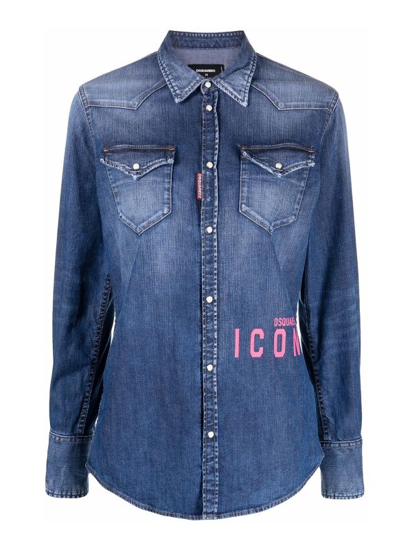 DSQUARED2: camicie - Camicia in denim con logo