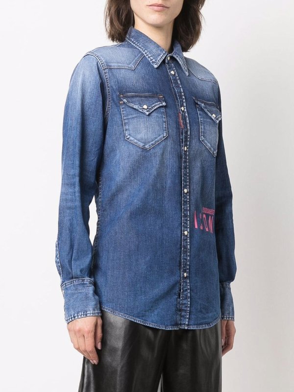 Camicia in denim con logo shop online: DSQUARED2