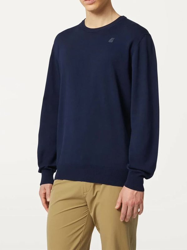 K-WAY: Strickpullover mit Rundhalsausschnitt online - Rundhalspullover - Blau