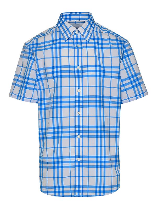 Burberry Camicia beige in popeline a maniche lunghe Check 8089804