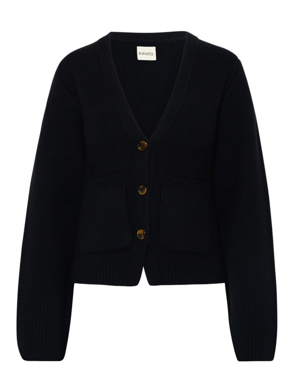 KHAITE: crew necks - Cardigan scarlet in cashmere nero