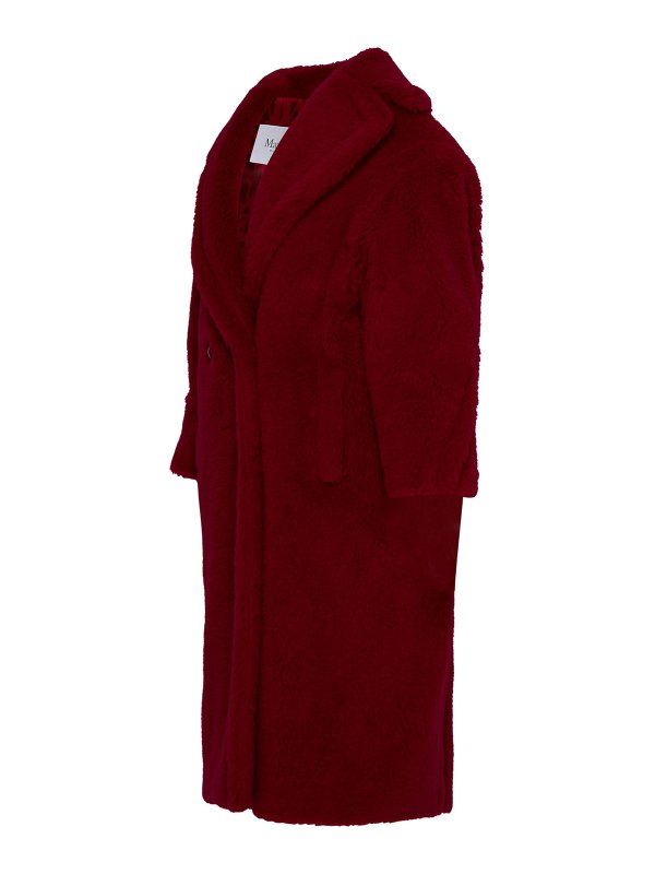 Max Mara: knee length coats online - Red wool blend teddy coat