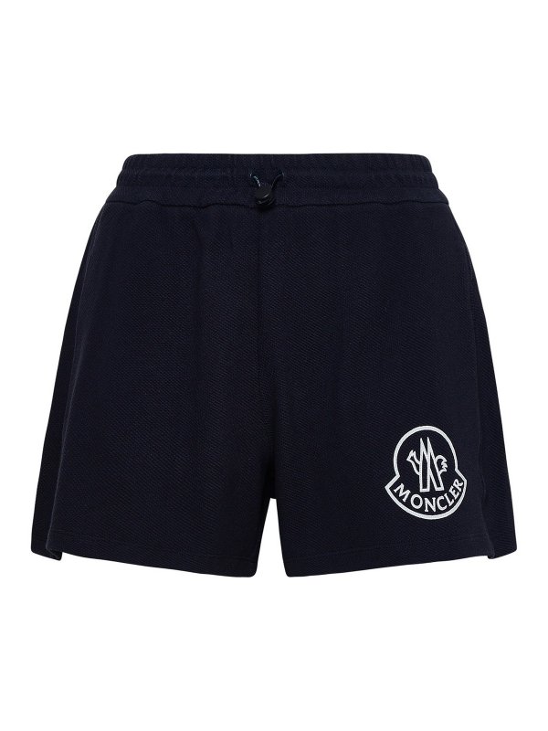 MONCLER: pantaloni shorts - Shorts in cotone blu