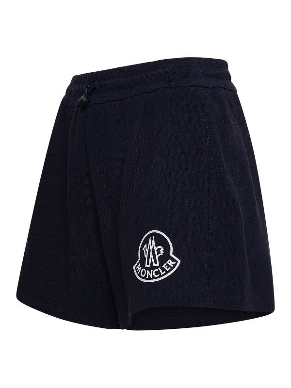 MONCLER: pantaloni shorts online - Shorts in cotone blu