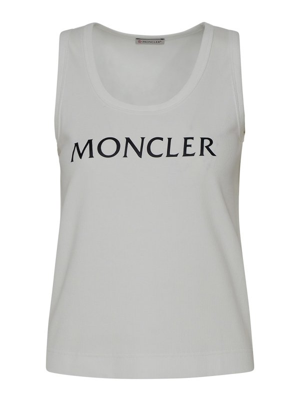 MONCLER: Top e canotte - Canotta in misto cotone bianca