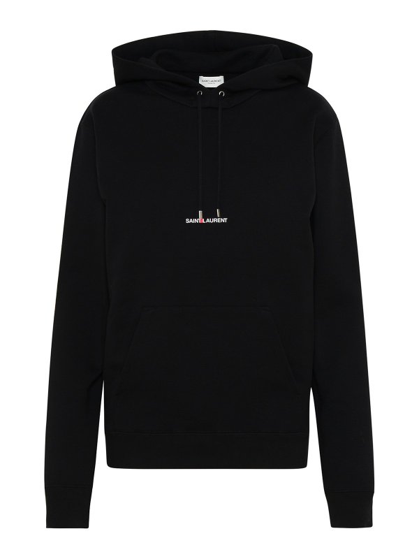 SAINT LAURENT: crew necks - Black cotton sweatshirt