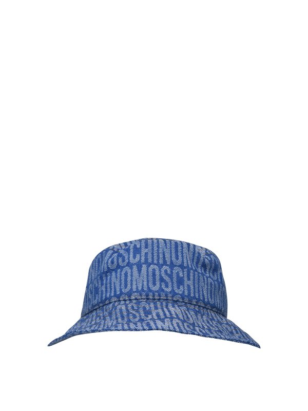 MOSCHINO: cappelli - Cappello in misto cotone blu