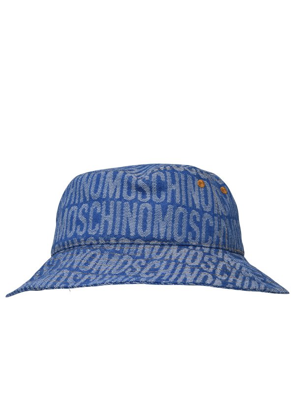 MOSCHINO: cappelli online - Cappello in misto cotone blu
