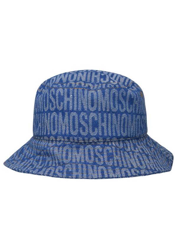 Cappello in misto cotone blu shop online: MOSCHINO