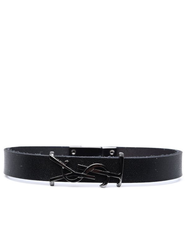 SAINT LAURENT: Bracelets & Bangles online - Black leather opyum bracelet