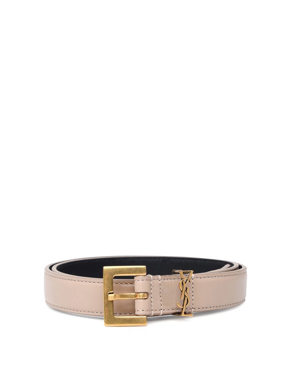 SAINT LAURENT: belts - YSL belt in beige leather