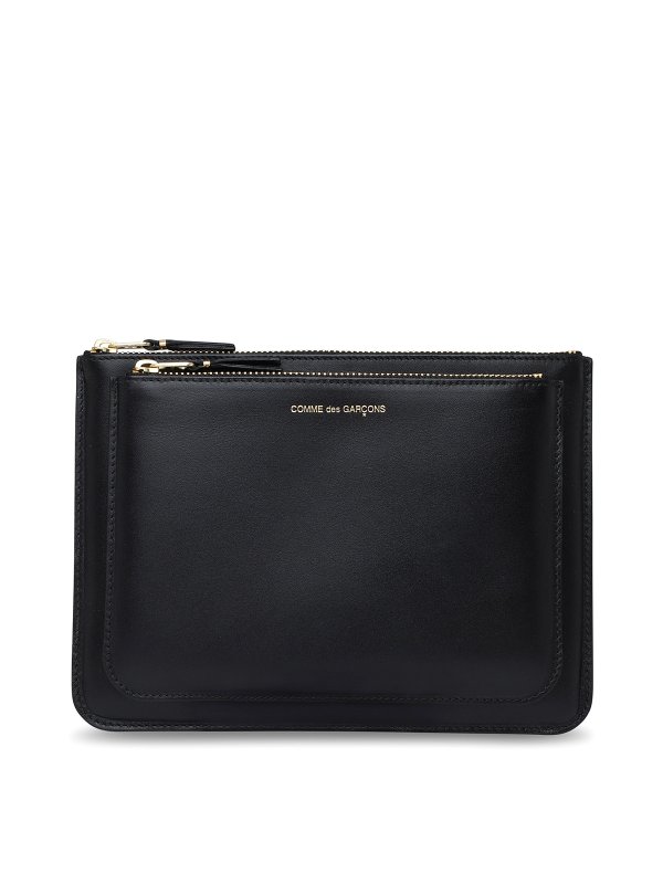 COMME DES GARÇONS WALLET: shopper - Bustina in pelle nera
