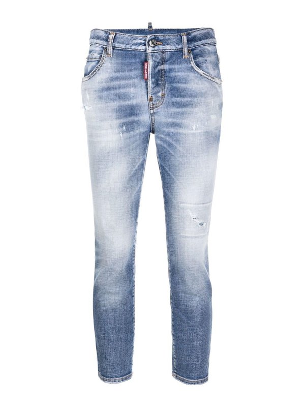 DSQUARED2: straight leg jeans - Distressed-effect cropped jeans