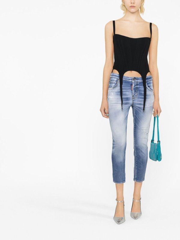 The Best Shops DSQUARED2: straight leg jeans - Distressed-effect cropped jeans