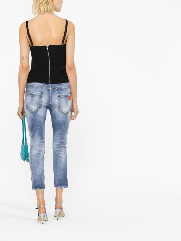 The Best Shops DSQUARED2: Distressed-effect cropped jeans
