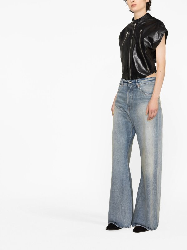MM6 MAISON MARGIELA: straight leg jeans online - Flared mid-rise washed jeans