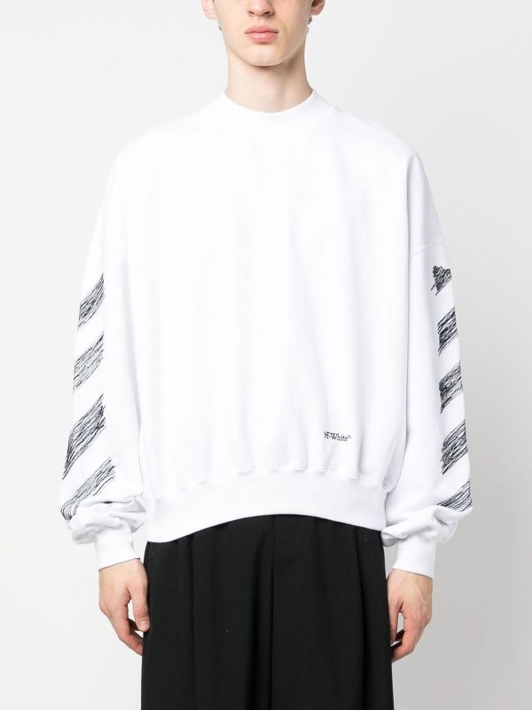 OFF-WHITE: Strickpullover mit Rundhalsausschnitt online - Rundhalspullover - Weiß