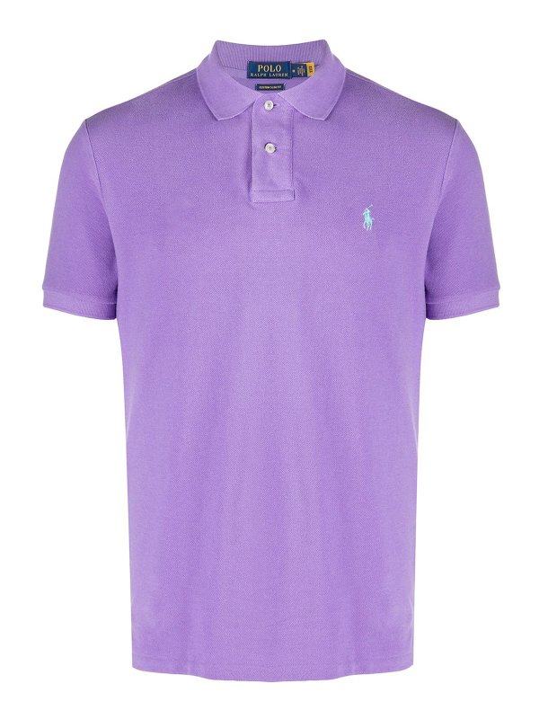 POLO RALPH LAUREN: polo shirts - Lilac purple cotton piqu cotton polo shirt
