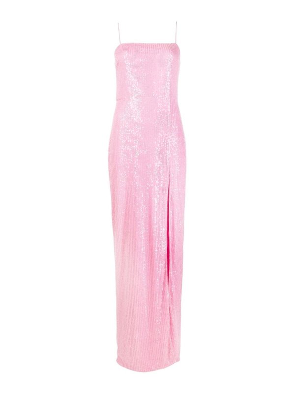 ROTATE Birger Christensen: knee length dresses - Transparent sequins slit-detail maxi dress