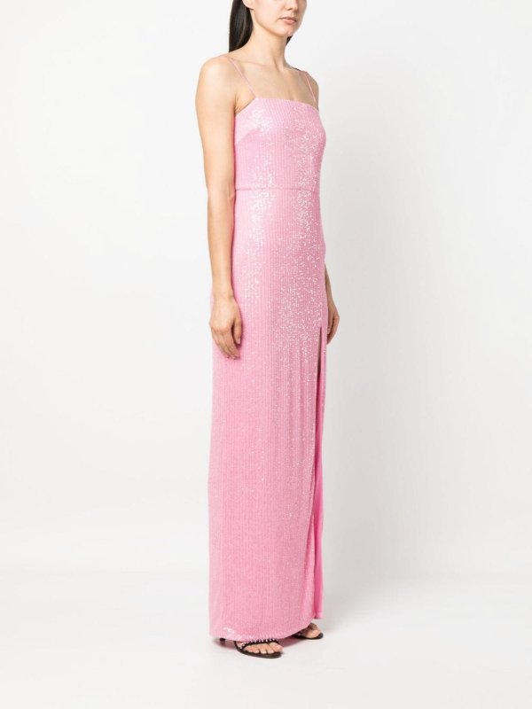ROTATE Birger Christensen: knee length dresses online - Transparent sequins slit-detail maxi dress